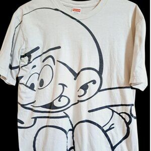 Supreme Smurfs 2020 T Shirt White Graphic Tee Size M Made USA Cartoon Collab